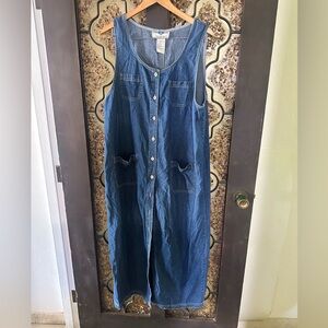 Denim Sleeveless Button-Down maxi Dress